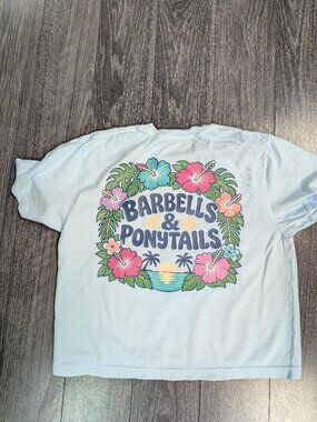 Barbells And Ponytails S/S Crop "Flower Power" T-Shirt Sz S NEW